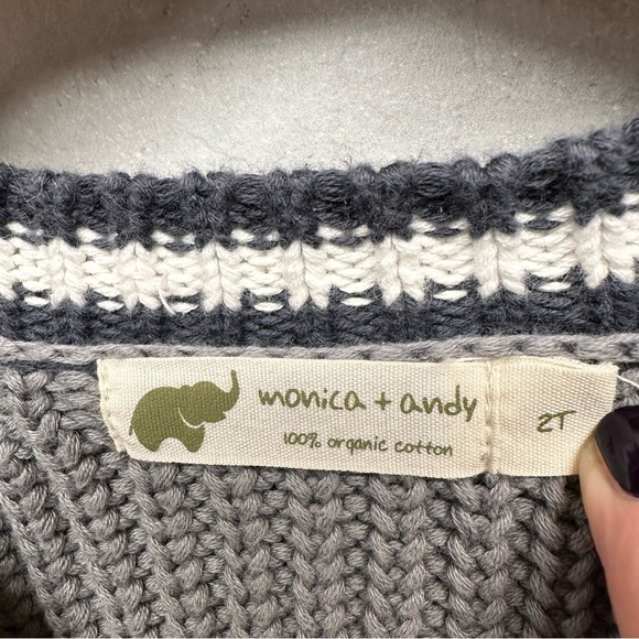 Monica & Andy Boys 2T Button Up Cardigan Sweater Gray Organic Cotton Collegiate - Picture 3 of 9